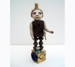 Sewing Muse - found object ooak art doll mixed media sculpture